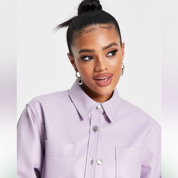 Purple lavender faux leather skirt set - Picture 5 of 16